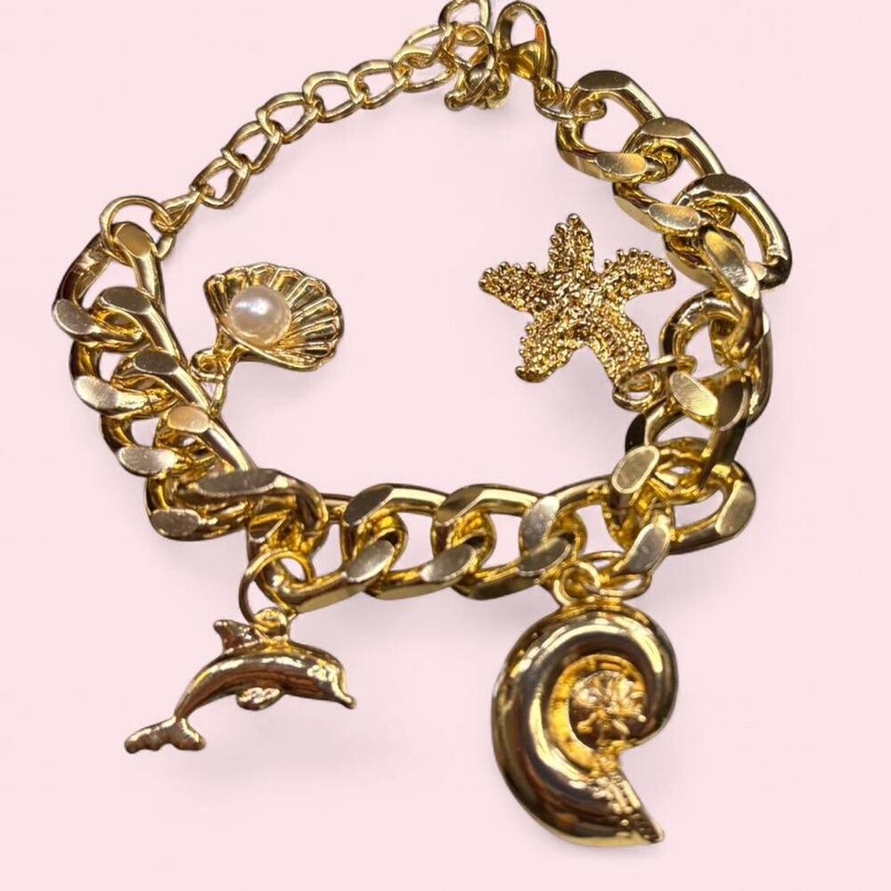 Thick Ocean Theme Charm Bracelet Mermaidcore Beach Nautical